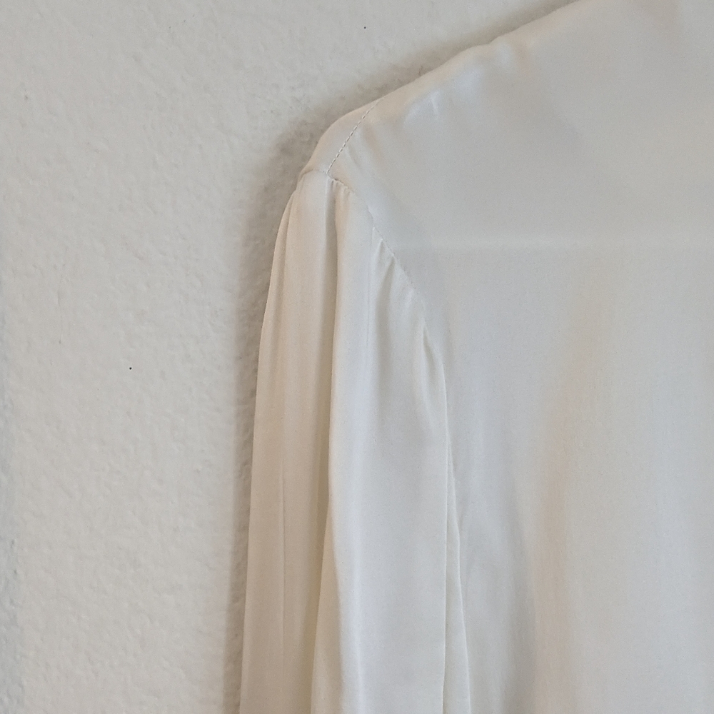 Kasper & Co ASL VTG White Cream Silk Blouse Long Sleeve Sz 6 - Picture 3 of 9